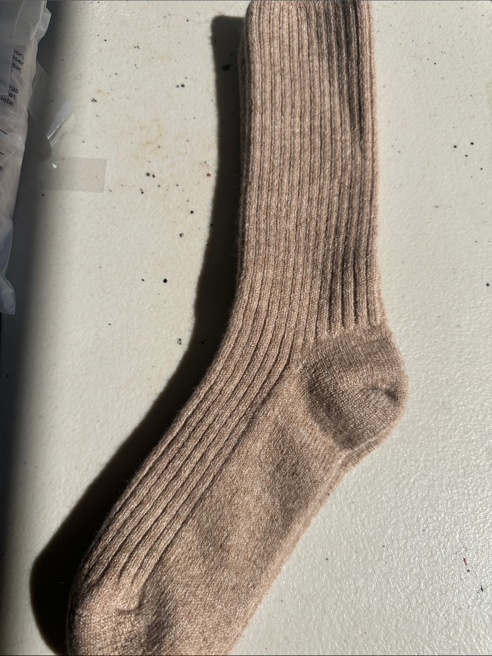 Men's Ribbed Crew Sock in Beige